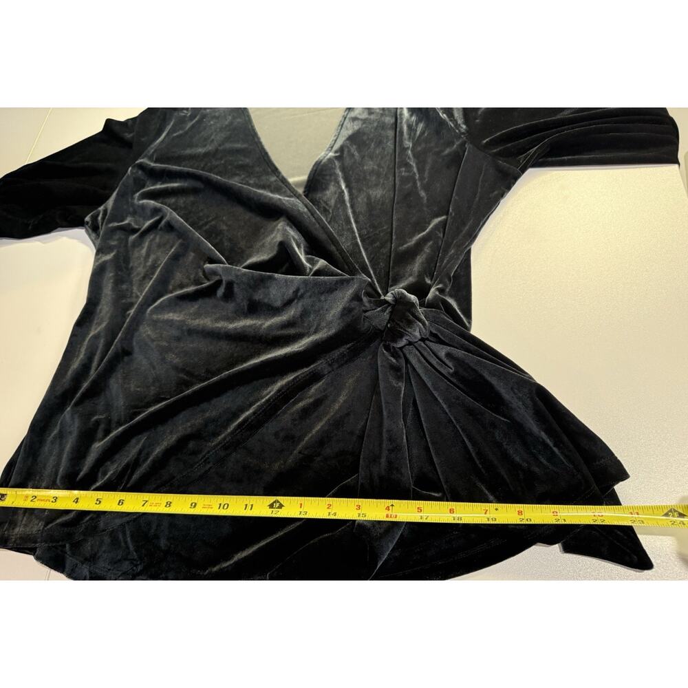 Alfani Velvet Wrap Top Womens 2X Gray Black Velvet Holiday Evening Glam Party - Picture 8 of 10